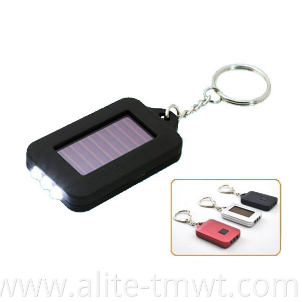 ABS Solar Powered Small 3 LED Solar LED Torch Light Plastic Keychain Flashlight